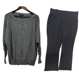 Lane Bryant Textured Knit Sweater 26/28 Open Weave Bootcut Leggings